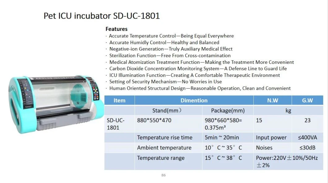 Cats and Dogs Incubator Small Animal Veterinary for Pet ICU