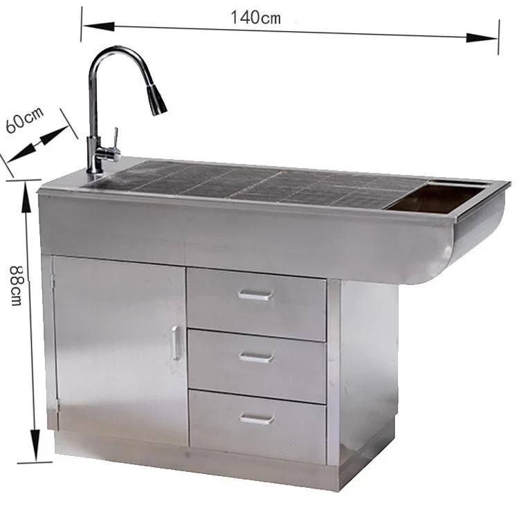 Stainless Steel Pet Vet Examination Disposal Table Dog Cat Treatment Grooming Table